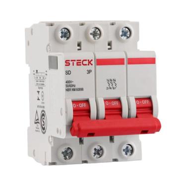 Imagem de Disjuntor Steck Din SDD63C63 - 3 Polos, 63A, Curva C, 3KA, Branco