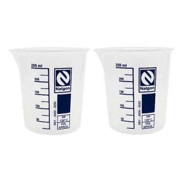 Imagem de Kit 2 Copos Becker Nalgon 250ml Polipropileno Autoclavável Medidor Gra