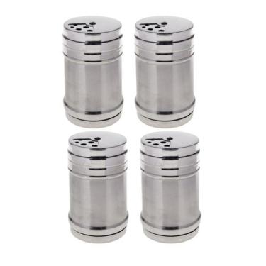 Imagem de 4 Porta Condimento Frasco para Temperos em Aço Inoxidável Variados Fur