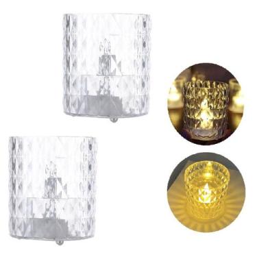 Imagem de 2 Velas Led com Suporte Castiçal Luminária Decoração Sem Fio - Cascave