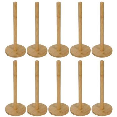 Imagem de 10 Suporte Porta Rolo Papel Toalha De Mesa Cozinha Em Bambu - Equipe F