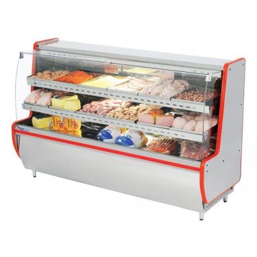Imagem de Balcão De Frios E Avicola 2mt Polofrio Expositor 1205 Vidro Semi Curvo 220V Faixa Cinza