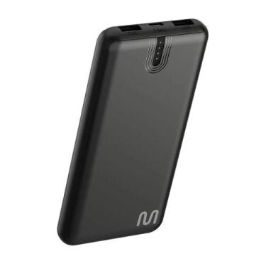 Imagem de Carregador USB Portátil 10000mAh com Luz Indicadora de Bateria, Preto,