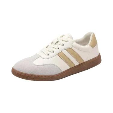 Imagem de Tênis Casuais Femininos Brancos Com Solado Macio E Respirável, Sapatos