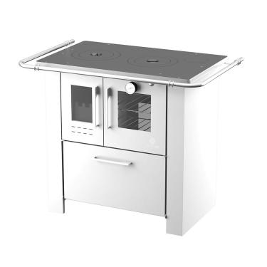 Imagem de Fogão a Lenha 4 Bocas Elevare Industrial Cheff N°02 Direito com Chapa Superior de Ferro Fundido Branco