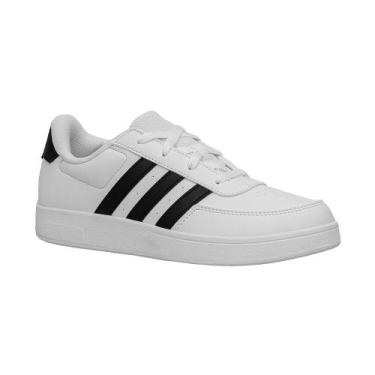 Imagem de Tênis Casual Branco e Preto Kids Breaknet  Adidas, Branco, 33