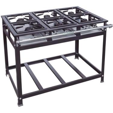 Imagem de Fogão a Gás 6 Bocas 30x30 P5 Alta Pressão Economy Cristal Aço, n/a, Pr
