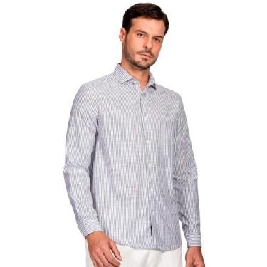 Imagem de Camisa Aramis Flame Listrada Ve25 Branco e Azul Masculino, XGG