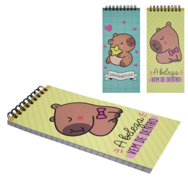 Imagem de Caderneta Com Espiral Anotações Organização Capivara Fofa Presente Cri