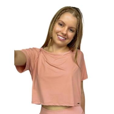 Imagem de Blusa Cropped Camisa Básica Fitness Camiseta Soltinha Feminina Casual 