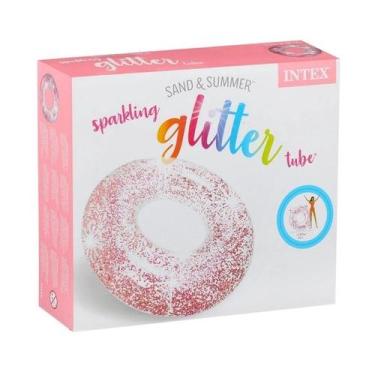 Imagem de Boia Circular Glitter Transparente Rosa - Intex