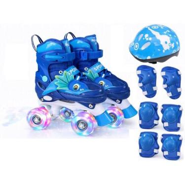 Imagem de Patins Quad Dinossauro 4 Rodas Infantil Tamanha Ajustavel Com Rodinhas