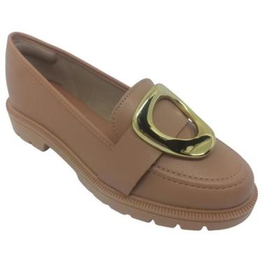 Imagem de Mocassim Beira Rio Feminino Napa Turim com Enfeite Dourado, Nude, 35