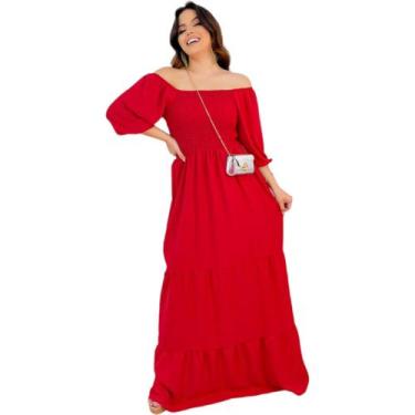 Imagem de Vestido Longo Feminino Verão Casamento Três Maria Dia Moda Evangélico 