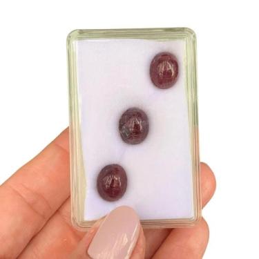 Imagem de Turmalina Rubelita Olho-de-Gato Oval Cabochão SET 15,59ct - SP GEMAS