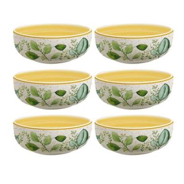 Imagem de Jogo de Bowls Kit 6 Peças 620ml 15cm Siena Eucalipto Cerâmica Florarte
