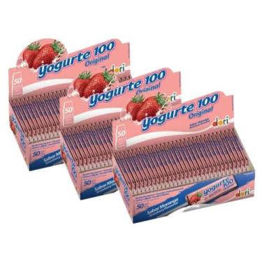 Imagem de Pirulito Mastigável Yogurte 100 Morango C/ 50u - 3 Caixas