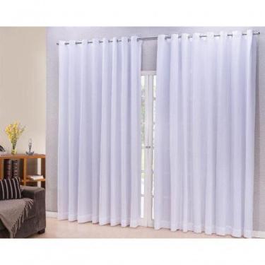 Imagem de Cortina Microfibra com Linho 5,00x2,50m para Varão Simples Branco - Lu