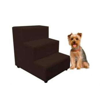 Imagem de Escada Escadinha Pet Cachorro 3 Degraus Rampa Suede Dog Cor:marrom - T