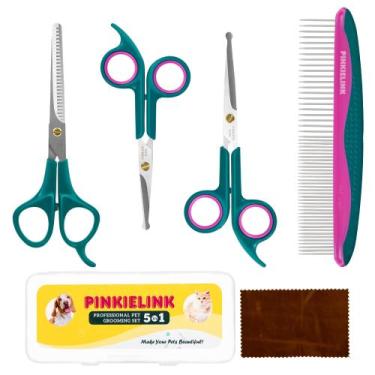 Imagem de Kit de tosa para pets PINKIELINK 5 em 1 em aço inoxidável
