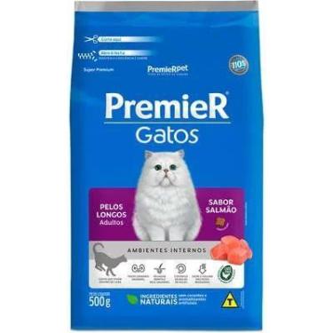 Imagem de Ração Seca Premier para gatos adultos de pelos longos sabor salmão 7.5