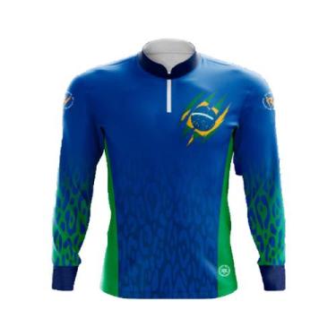 Imagem de Camiseta By Sports Manga Longa UV30+ Dry Fit Proteção Solar Brasil Azu