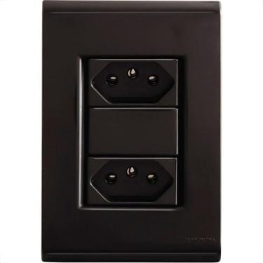 Imagem de Conjunto Tramontina Grafite Com Placa Liz 2 Tomadas 2P+T. 20A. - TRAMO