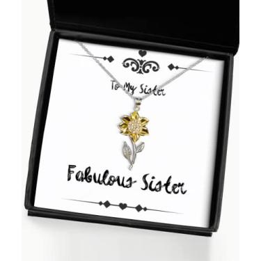 Imagem de Presentes de irmã para irmã pequena, irmã fabulosa, colar com pingente de girassol exclusivo da Sister