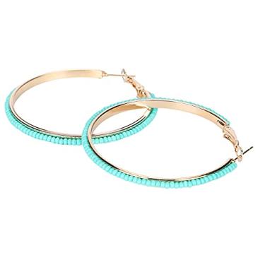 Imagem de Brincos de sementes, brincos redondos de liga verde brincos de miçangas para meninas para uso diário feminino