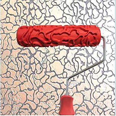 Imagem de Yajun Rolo de tinta de borracha para decoração de parede, ferramentas de decoração de parede de 17,78 cm, ferramenta de arte com alça, pincel de pintura de textura, arte manual doméstica, B