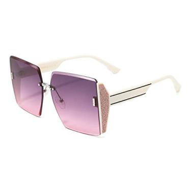 Imagem de Fashion Luxury Sunglasses Female Anti-UV400 Frameless Trimming Sunglasses Women Oversized Rimless Shades,White Gradient Lens,china