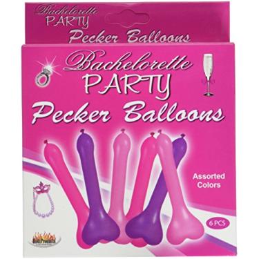 Imagem de Hott Products Balões de festa Pecker de despedida de solteira, rosa, vermelho e roxo, 60 g