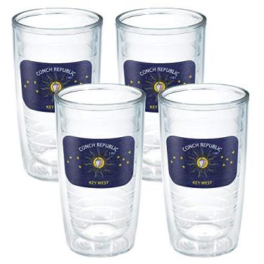 Imagem de Tervis Copo isolado Key West Florida Conch Republic feito nos EUA com parede dupla, 473 g, emblema