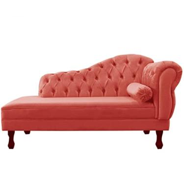 Imagem de Recamier Sofá Divã Com Pés Retro 160X80 - Elã (Suede Vermelho)