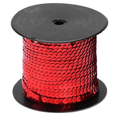 Imagem de Acess¨®rio decorativo de 100 jardas com paet¨ºs de lantejoulas e 6 mm para fazer joias, fazer fitas, fantasias, costurar (vermelho)