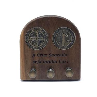 Imagem de Porta Chave Madeira Imbuia Medalha De São Bento Em Metal - Fornecedor