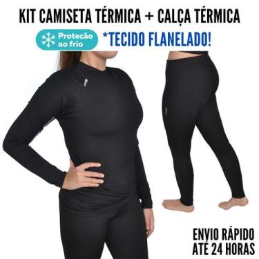 Imagem de Conjunto Camiseta Calça Térmica Flanelada Segunda Pele Frioo - Snugg