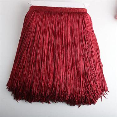 Imagem de 10 jardas/lote 30 cm de comprimento franja de renda guarnição de borla para diy vestido latino acessórios de roupas de palco fita de renda, vinho tinto, 5 jardas