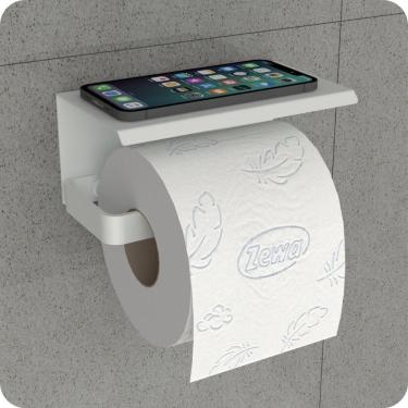 Imagem de Porta Papel Higiênico Inox De Parede Banheiro Branco MAX