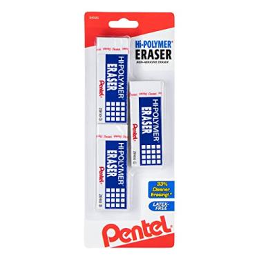 Imagem de Pentel Borrachas de bloco de alto polímero, grande, pacote com 3, branco (ZEH10BP3-K6)