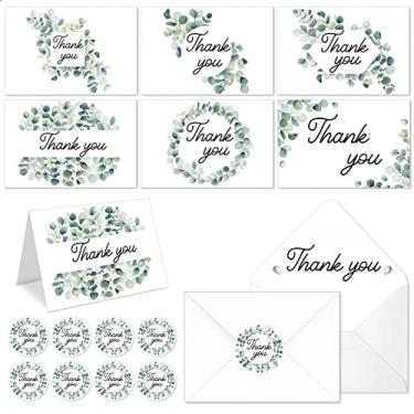 Imagem de Pacote com 245 cartões de agradecimento com envelopes e adesivos Greenery Cartões de agradecimento Notas de agradecimento Cartões de notas em branco para casamento, chá de panela, chá de bebê e todas as ocasiões SwitchEasy