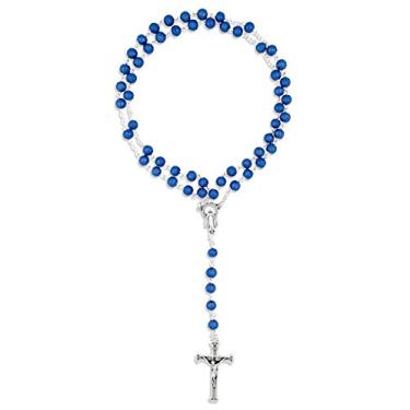 Imagem de Vatican Imports Rosário simples e colorido de 6 mm | 12 cores brilhantes | Joias cristãs com textura exclusiva Azul