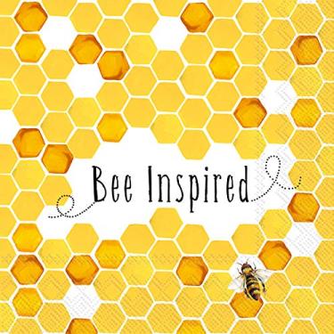 Imagem de Boston International IHR Guardanapos de papel para coquetéis de 3 camadas, 12,7 x 12,7 cm, inspirado em abelha