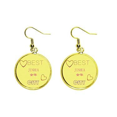 Imagem de Brinco de gota dourado Cities Art Deco com pingente de orelha, joia feminina, Metal