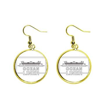 Imagem de Brinco de gota dourada com pingente de orelha de transporte de balsa Ocean Liner joia feminina, Metal