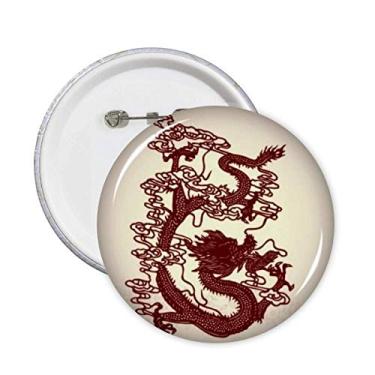 Imagem de Broche de retrato de animal dragão chinês com emblema de botão para decoração 5 peças