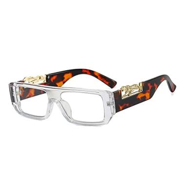 Imagem de Óculos de sol de leopardo retangular pequeno de uma peça para mulheres design de moda gradiente óculos de sol masculinos tons de hip hop óculos planos, transparentes, tamanho único