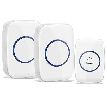 Imagem de Campainha sem fio zhenxing à prova d'água com 2 receptores plug-in com 1 receptor de botão remoto operando a mais de 152 metros de alcance com mais de 50 sinos £¨Bateria incluída£©Branco