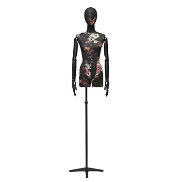 Imagem de Female Mannequin Torso Corpo de torso de manequim feminino, manequins de meio corpo de altura ajustável com braços de madeira, adereços de modelo de loja de noivas para exibição realista de roupas (C