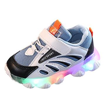 Imagem de MOQIN Tênis de corrida infantil leve e respirável com LED, fácil de caminhar, esportivo, casual, para meninos e meninas